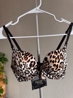 Victoria's Secret Leopard-Print Push-Up Bra - Black/Cream